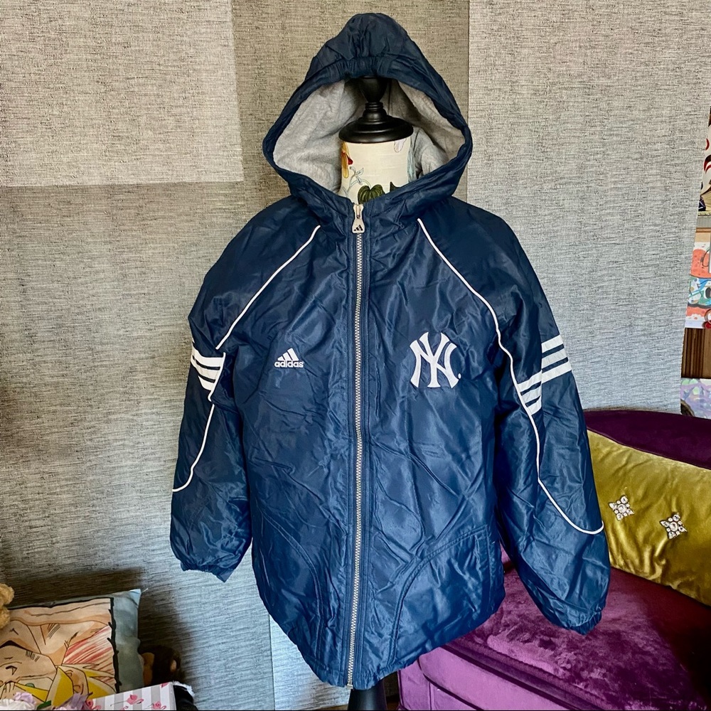 ADIDAS NY YANKEES BOYS STADIUM JACKET LINED TEAM EMBROIDERY MLB OFFICIAL 14-16